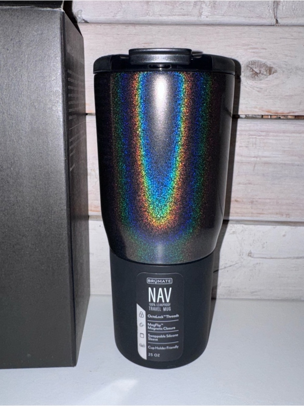 Brumate 25oz NAV Coffee Tumbler - Glitter Charcoal - Brand New in Box!